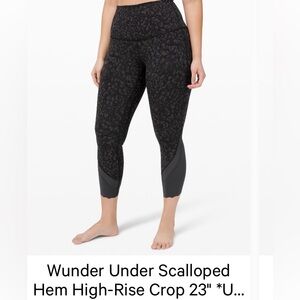 Women’s Lululemon Wonder Under Cropped High Rise Scalloped Hem-sz 6